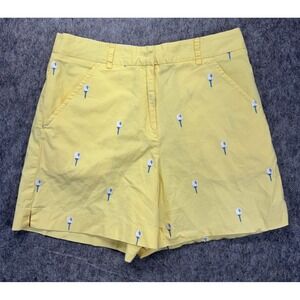 Lilly Pulitzer Golf Tee Embroidered Shorts Women's 4 x 5 Yellow Preppy Cotton